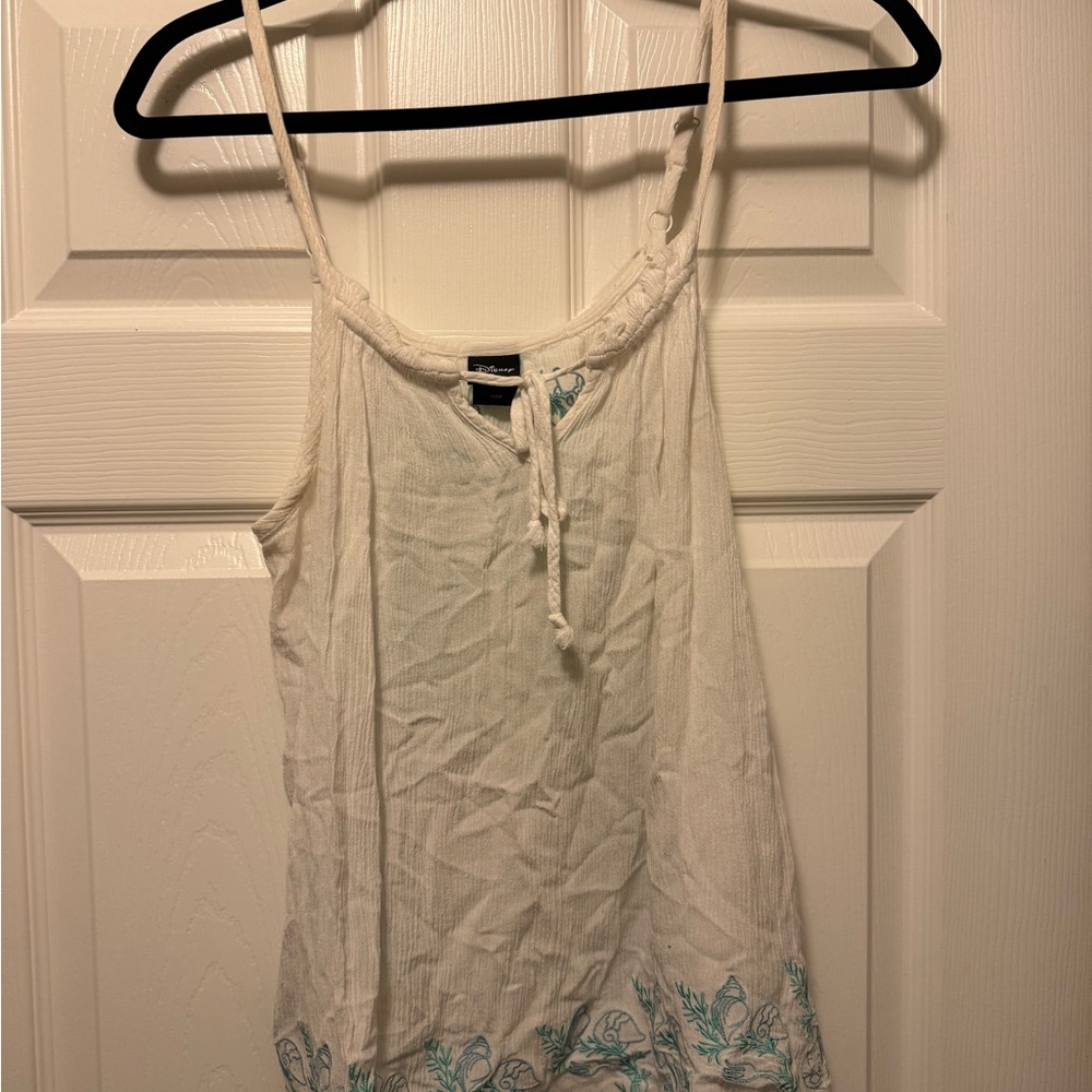 White and Blue Floral little mermaid Women's Top